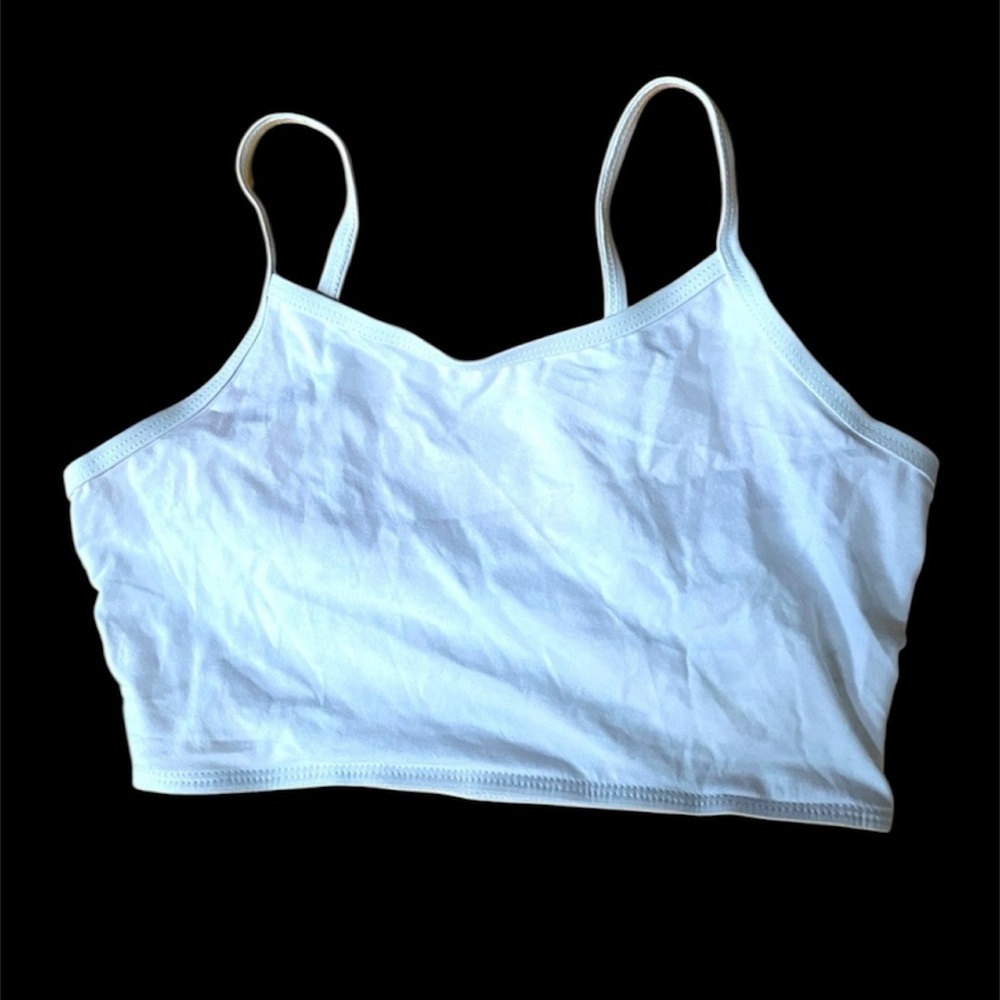 NWOT Curtain Call White Dance Sports Bra Crop Top Size L